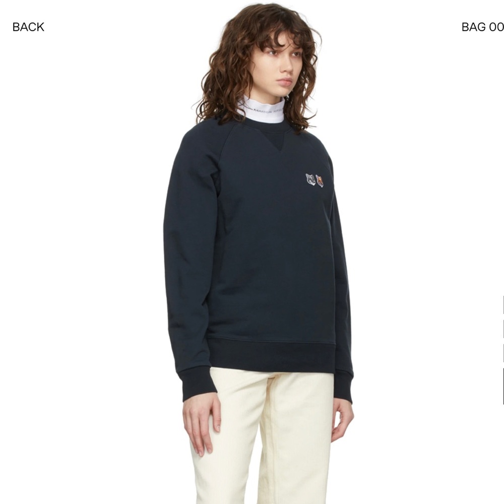 Navy Double Fox Head Patch Classic Sweatshirt - image 5